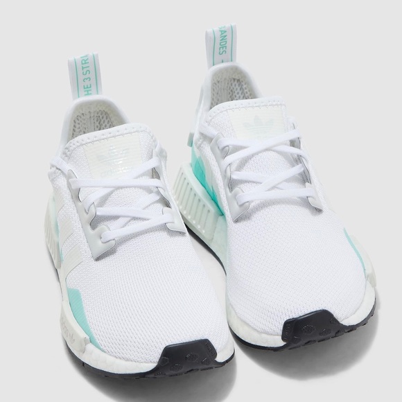 adidas gazelle silver green womens Adidas x Pharrell Williams Men's Hu NMD N.E.R.D Chalk White / Glow Orange /  Clear Mint Low Top Sneakers